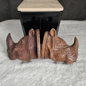 Handcrafted Wooden Rhinos.